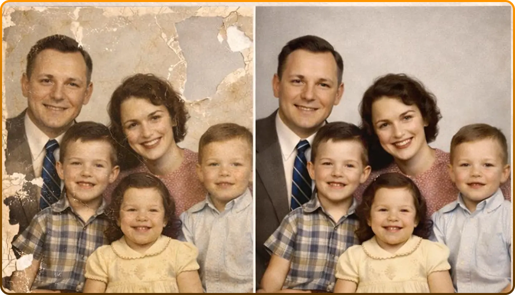 before after memorial photo editing result
