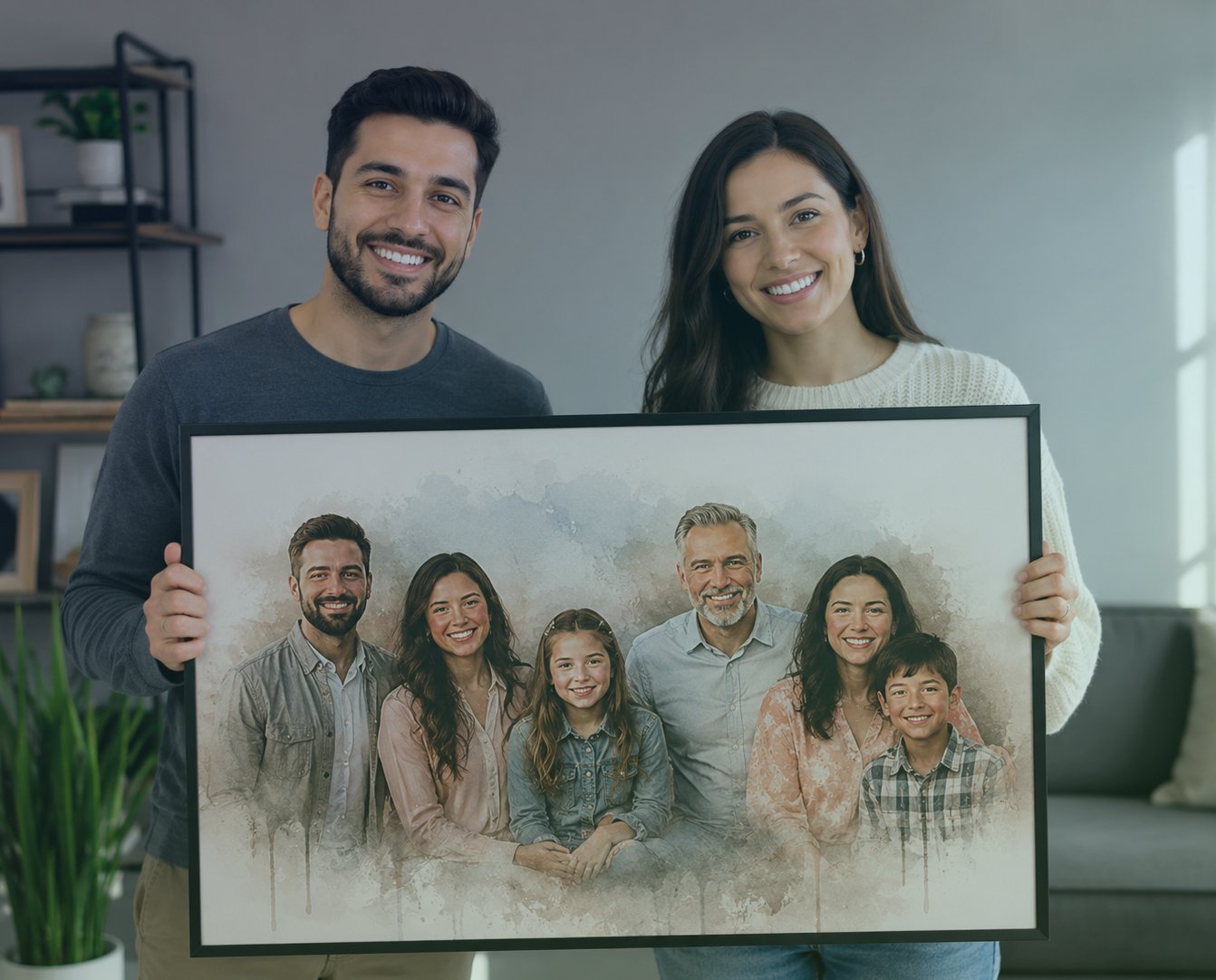 custom watercolor portrait from photo artwork