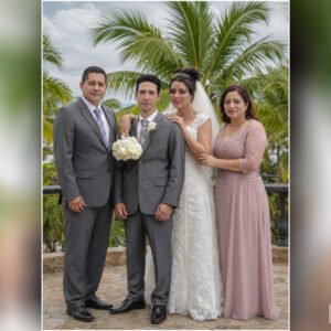 Original combined photograph of deceased parents used for memorial wedding art