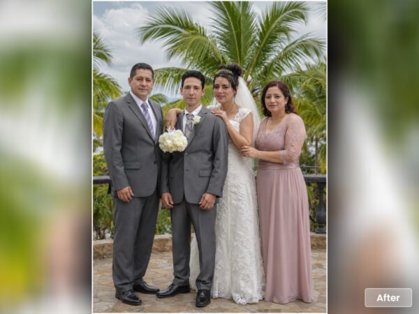 Original combined photograph of deceased parents used for memorial wedding art