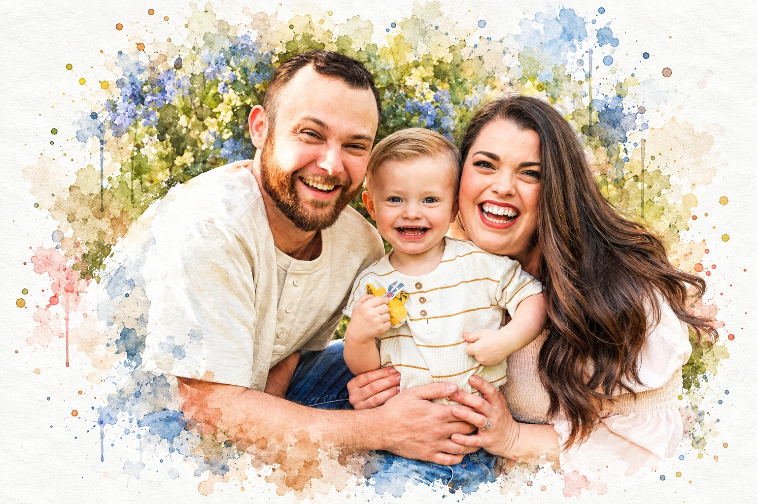 Custom Watercolor Generational Art — Uniting Loved Ones Across Decades in Warm Harmony - after