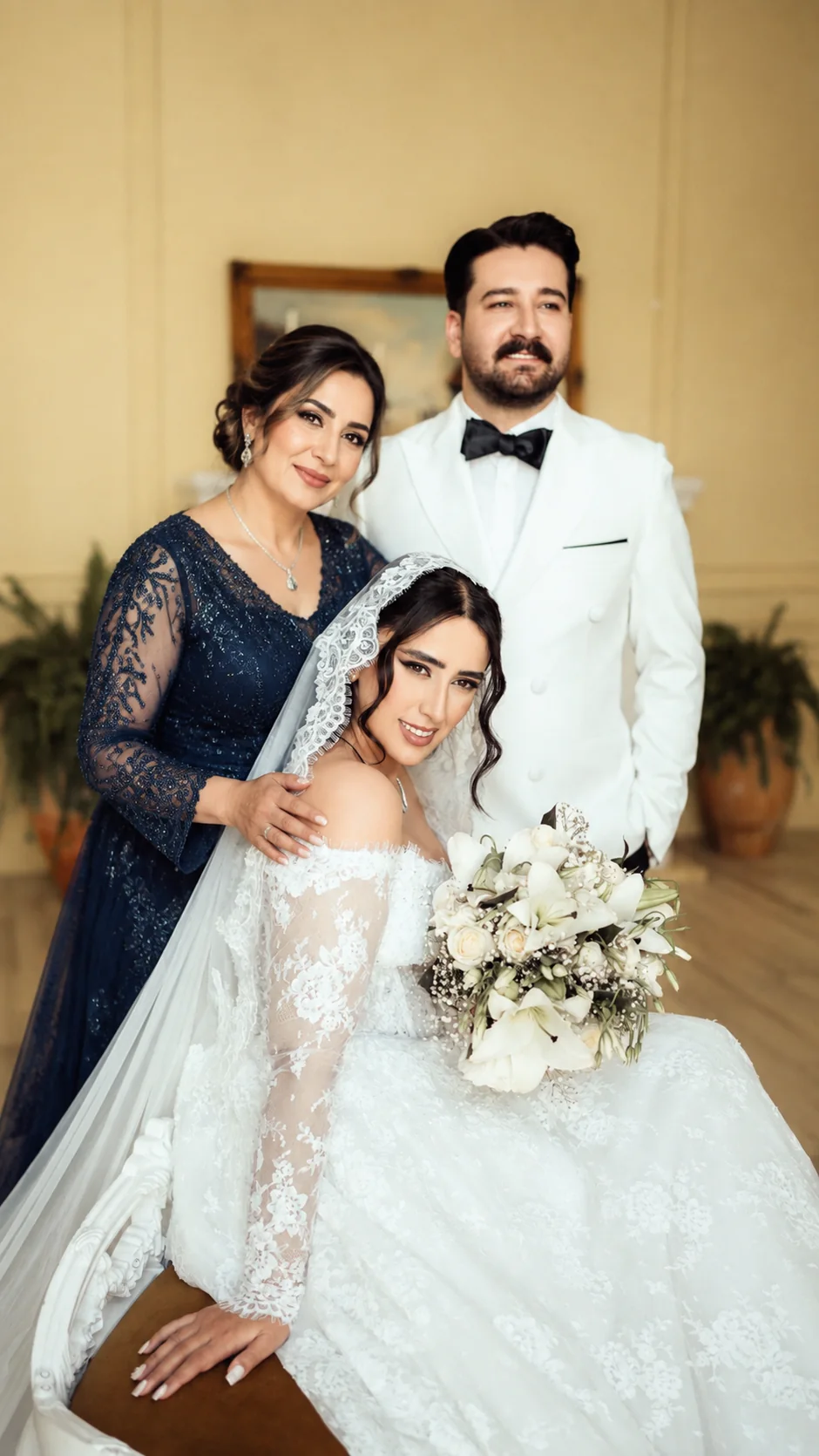 Deceased parent wedding memorial portrait with natural presence