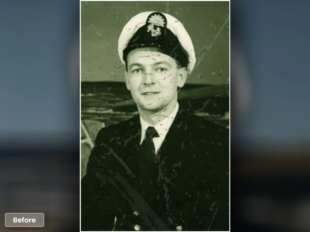 WWII Shoebox Photo Restored — Protecting Fallen Hero Memories for Generations - before